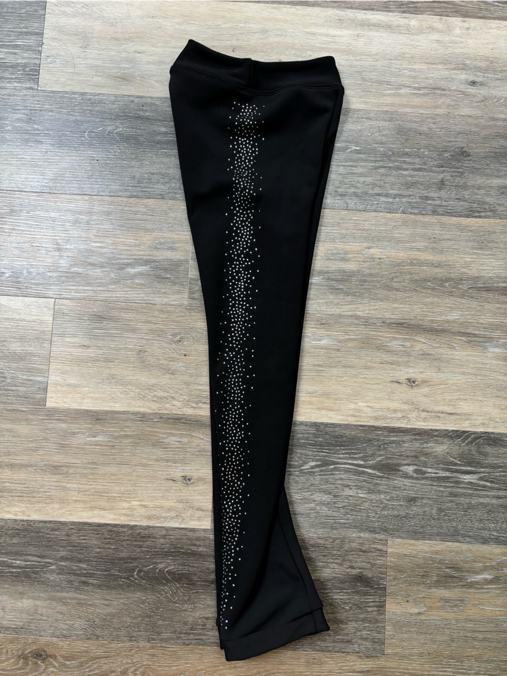 Girls Ice Skating Black Rhinestone Trim Fleece-lined leggings